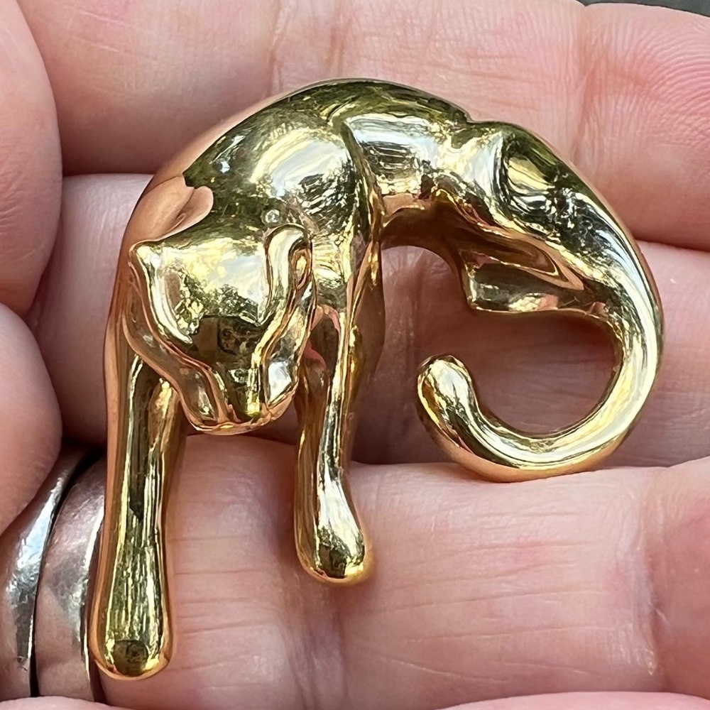 VINTAGE 14K YELLOW GOLD LARGE JAGUAR PANTHER SLIDE PENDANT WELL MADE